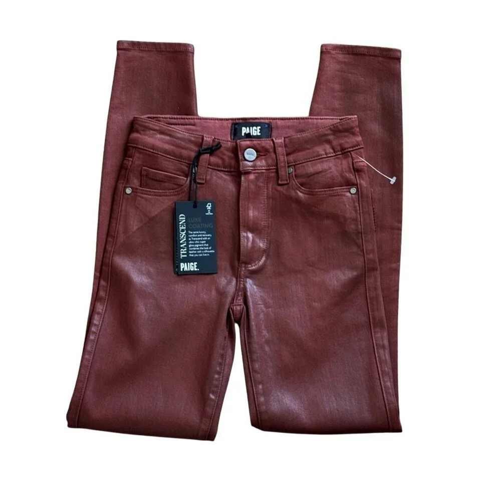 Paige Women's 23 Hoxton Ankle Luxe Coating Jeans Rust‎ Inseam 27.5